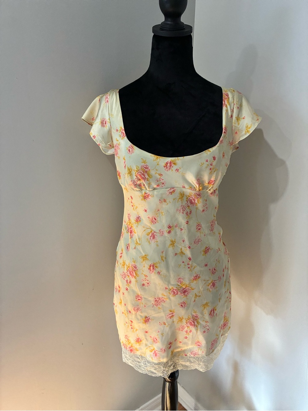 NWT Zara Mini Yellow Satin Dress - Picture 10 of 14